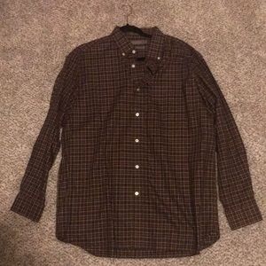 Brown and red button down dress shirt